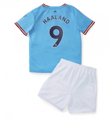 Manchester City Erling Haaland #9 Hjemmedraktsett Barn 2022-23 Kortermet (+ Korte bukser)